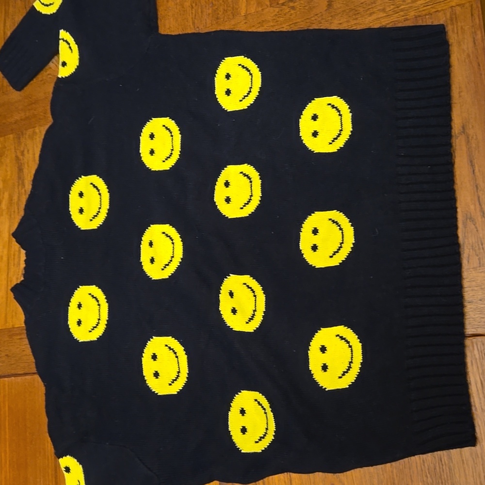 Streetwear Society Black Sweater with Yellow Smiley Faces - Picture 8 of 10
